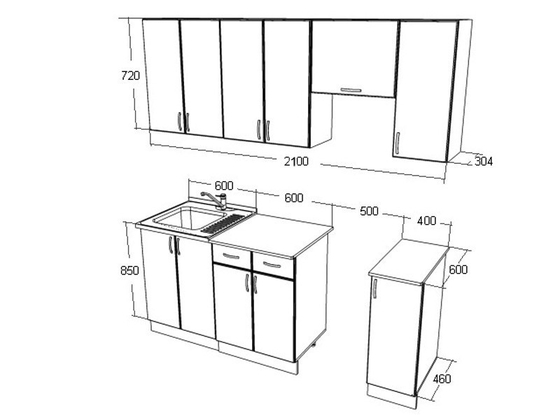 Кухни шириной 210 см