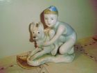 Фарфоровая статуэтка  ссср"юный пограничник" или мальчик с собакой в Туле