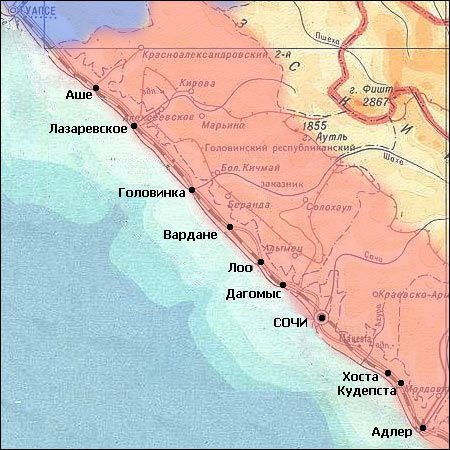 Карта россии сочи на карте россии