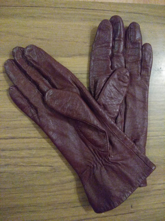 Кожаные бордовые женские перчатки  - Барахолка вещи из рук в .