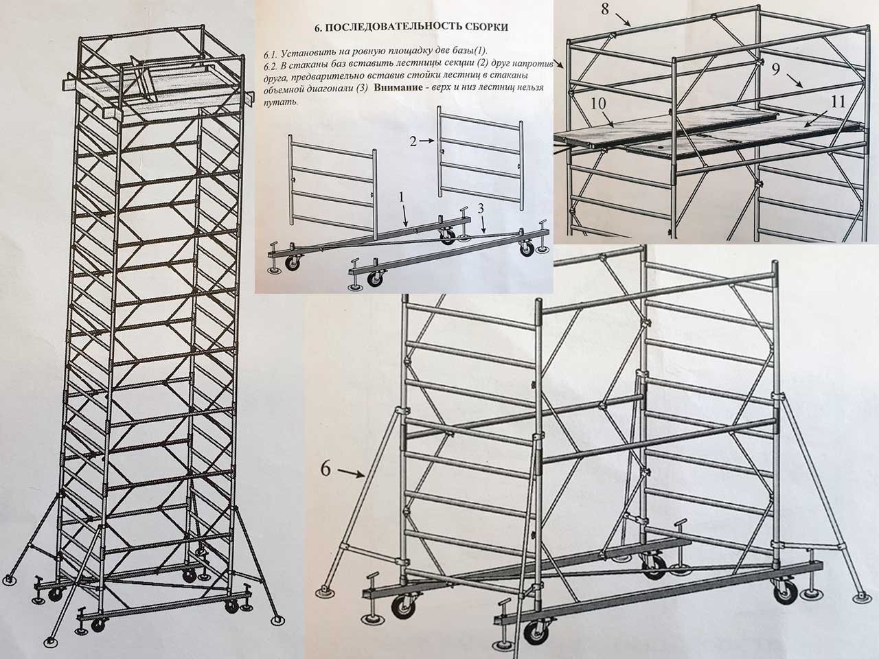 Вышка тура строительная сборно разборная передвижная фото и комплектация