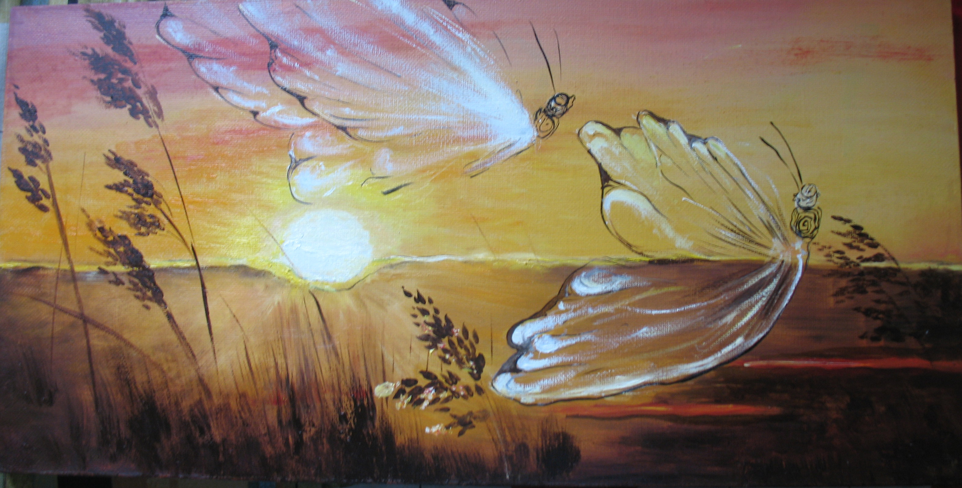 Бабочка в полете живопись